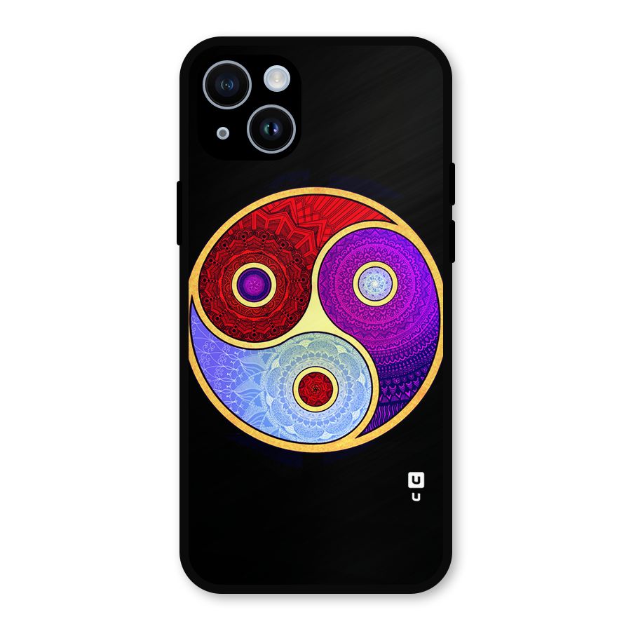 Yin Yang Mandala Design Metal Back Case for iPhone 14