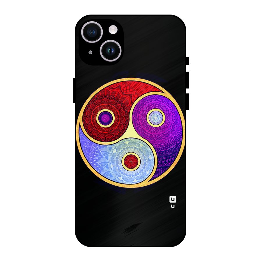 Yin Yang Mandala Design Metal Back Case for iPhone 14 Plus