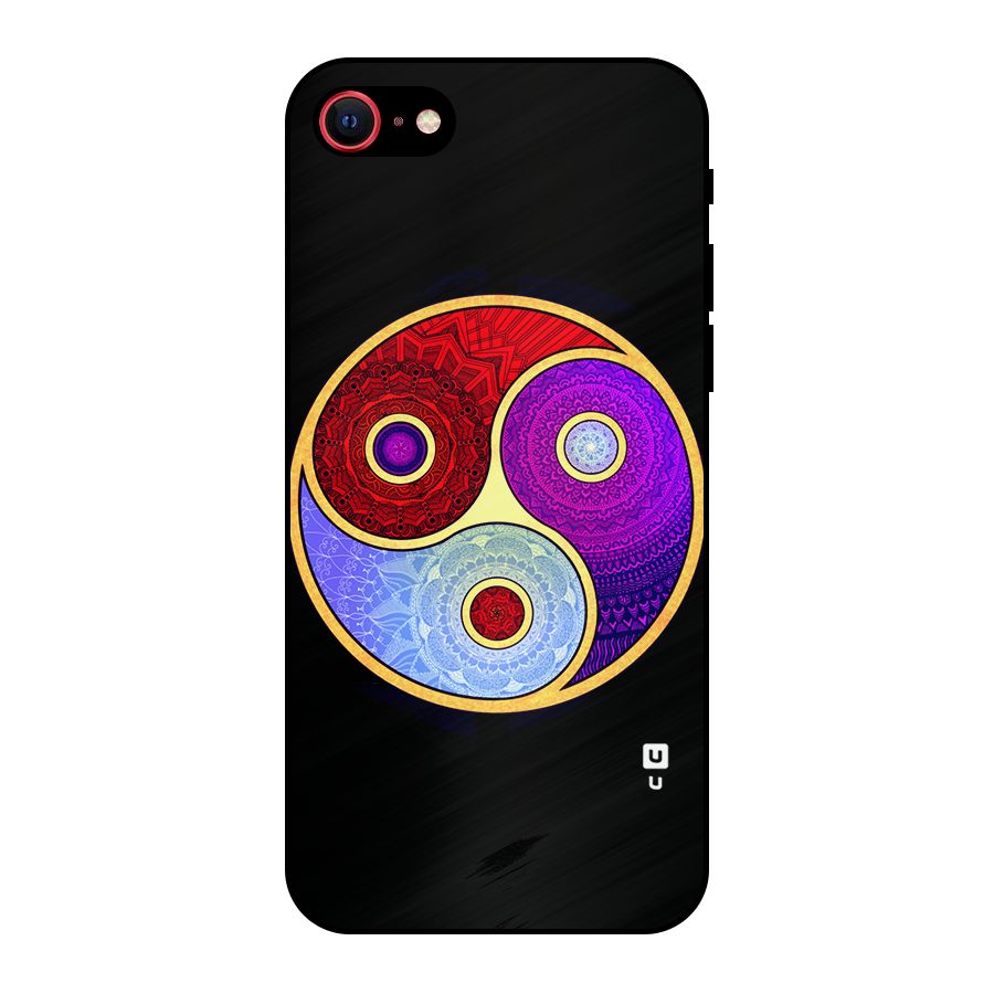 Yin Yang Mandala Design Metal Back Case for iPhone SE 2022