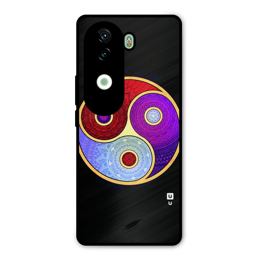 Yin Yang Mandala Design Metal Back Case for iQOO Z9s