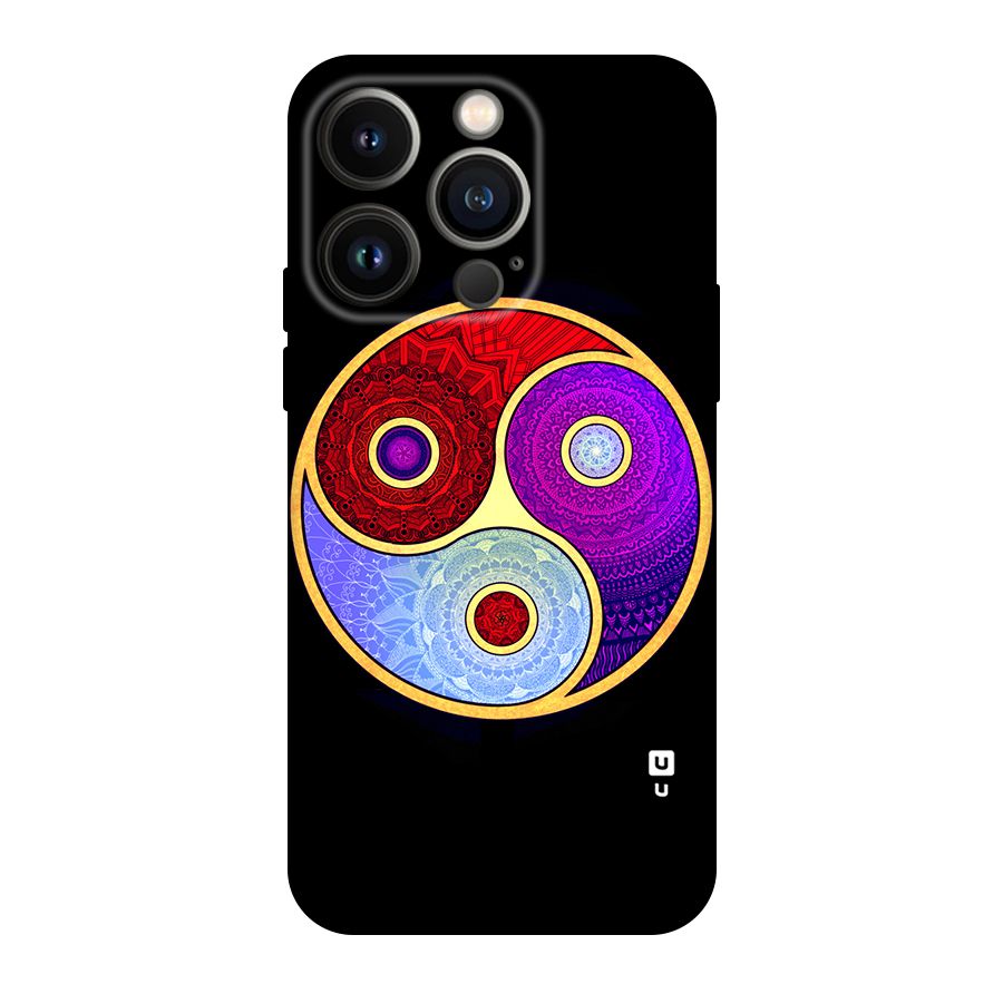 Yin Yang Mandala Design Original Polycarbonate Back Case for iPhone 14 Pro