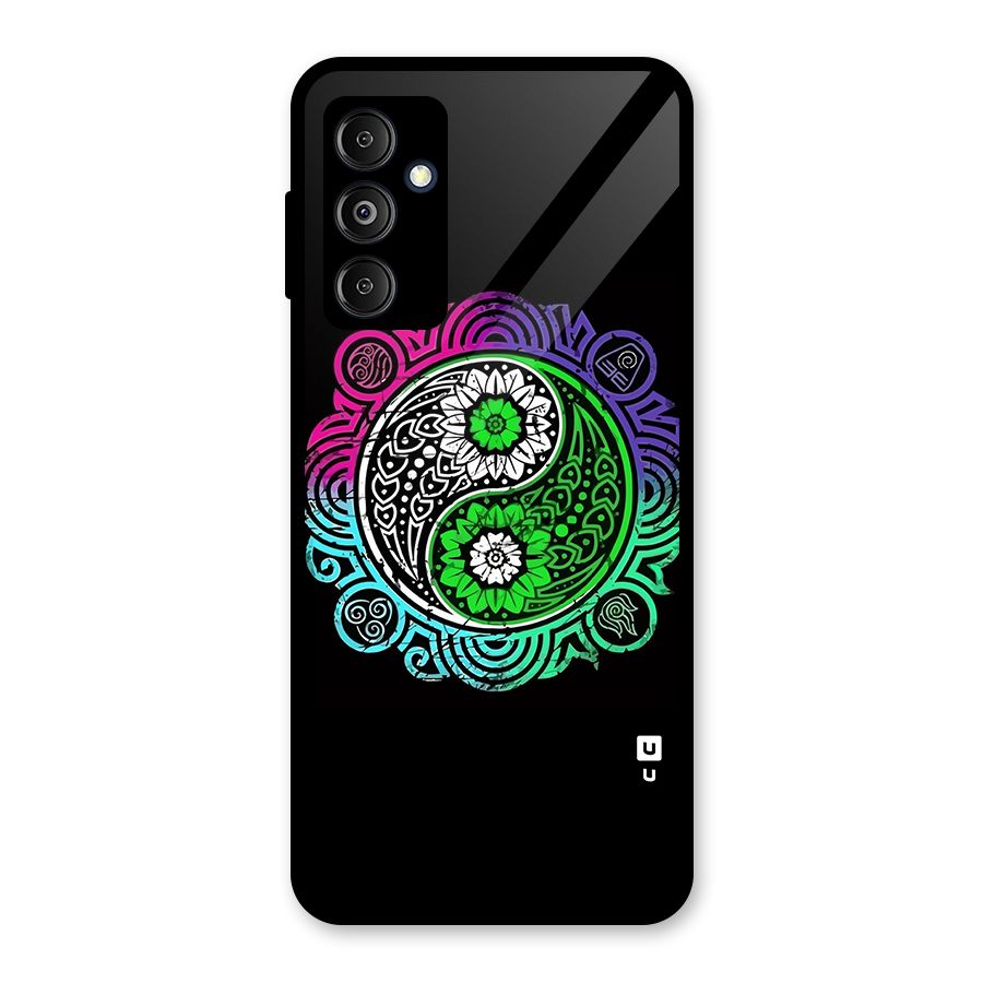 Yin and Yang Colorful Mandala Glass Back Case for Galaxy M14 5G