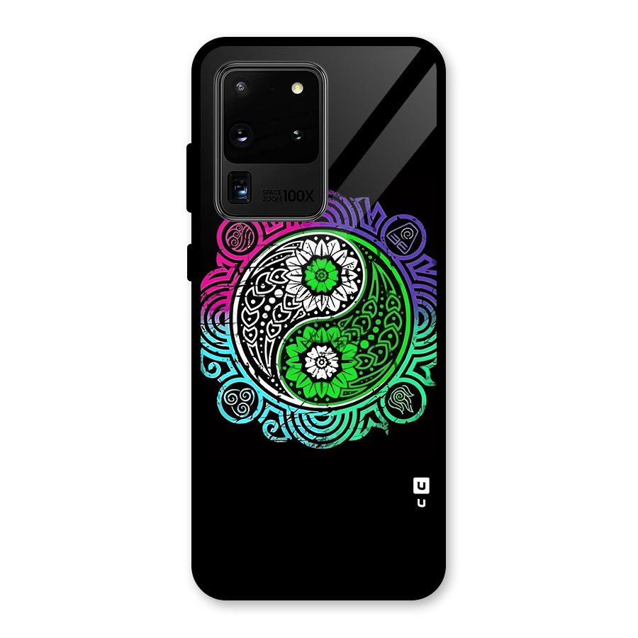 Yin and Yang Colorful Mandala Glass Back Case for Galaxy S20 Ultra