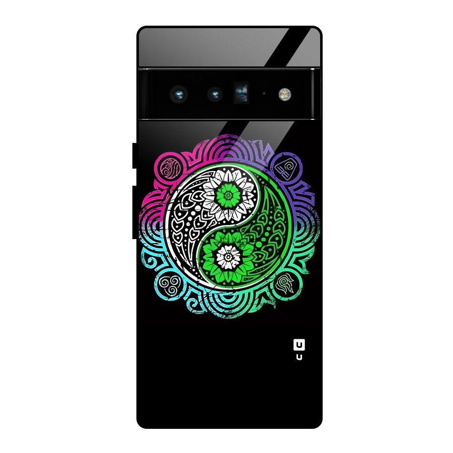Yin and Yang Colorful Mandala Glass Back Case for Google Pixel 6 Pro