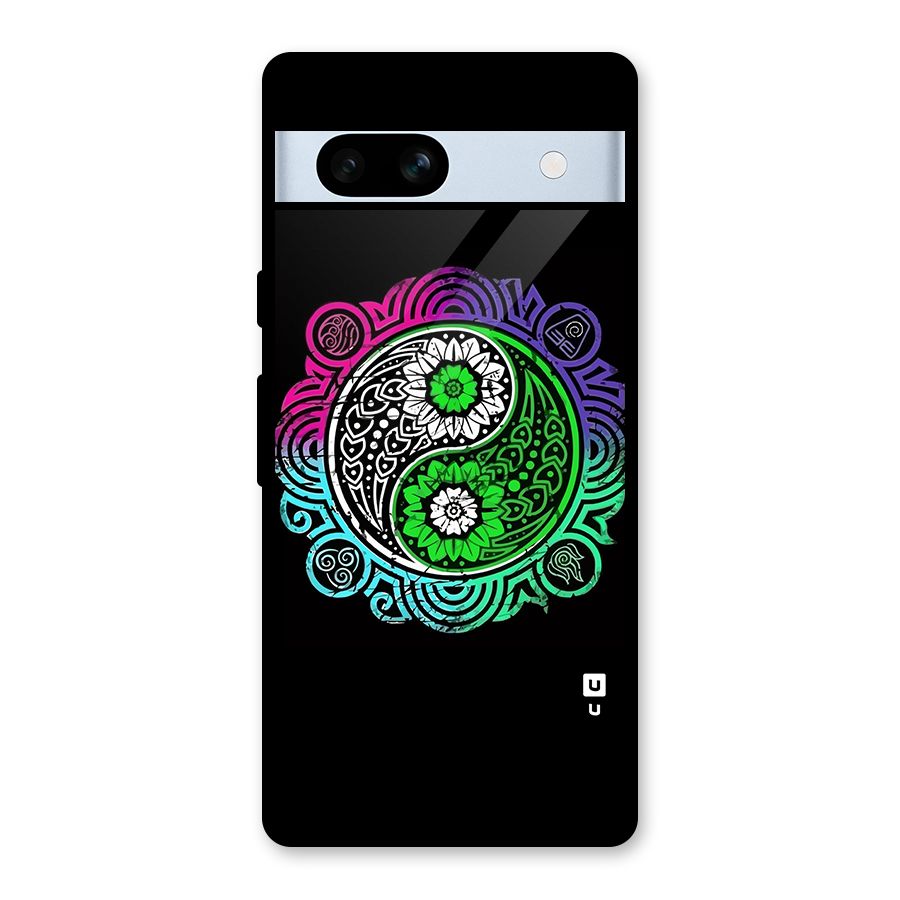 Yin and Yang Colorful Mandala Glass Back Case for Google Pixel 7a