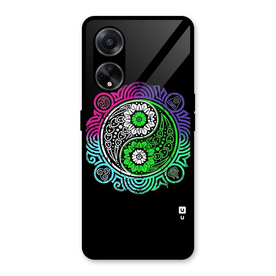 Yin and Yang Colorful Mandala Glass Back Case for Oppo F23