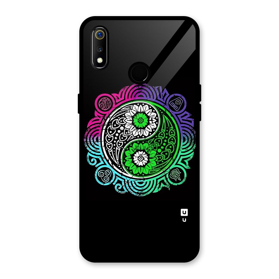 Yin and Yang Colorful Mandala Glass Back Case for Realme 3i