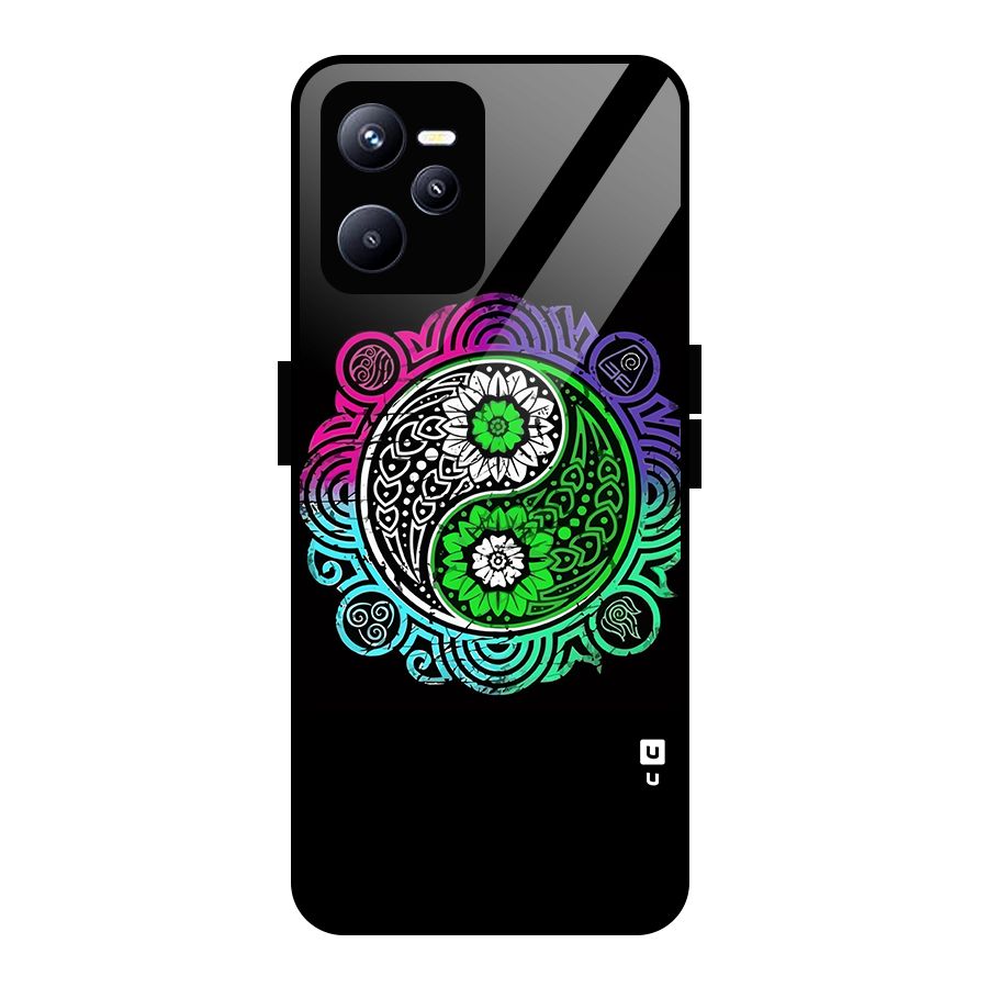 Yin and Yang Colorful Mandala Glass Back Case for Realme C35