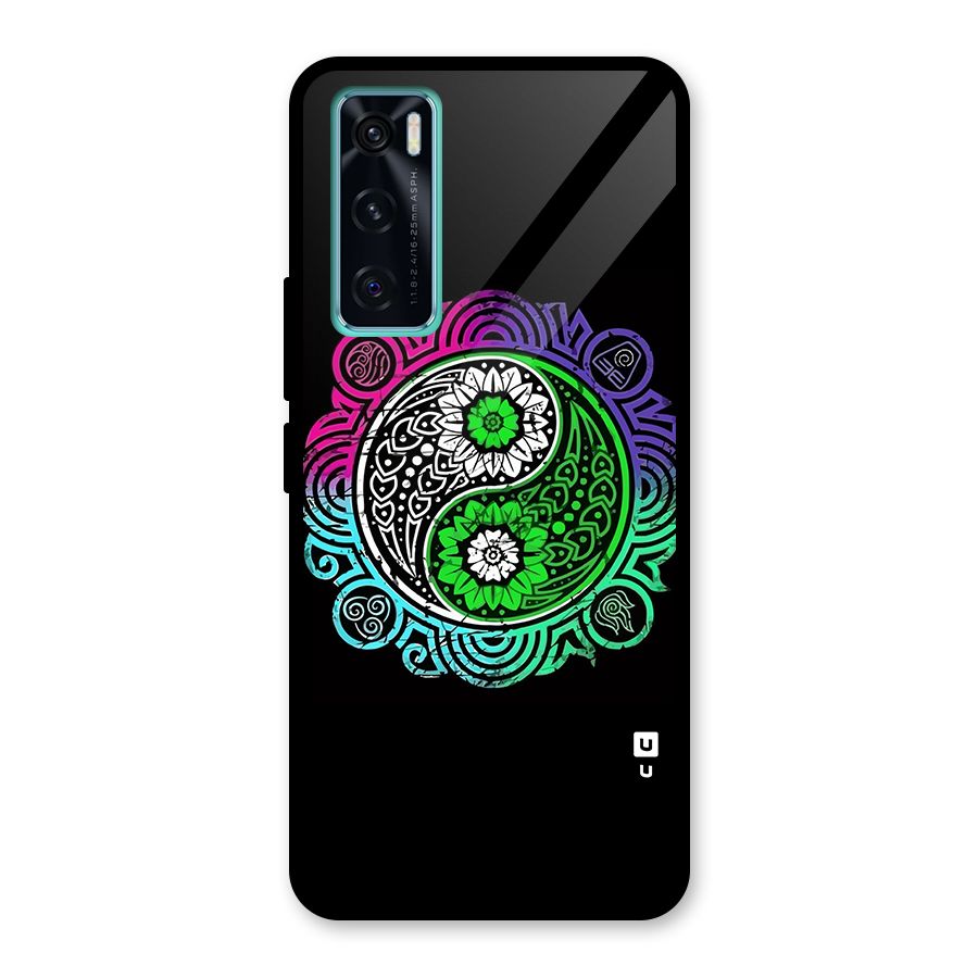 Yin and Yang Colorful Mandala Glass Back Case for Vivo V20 SE