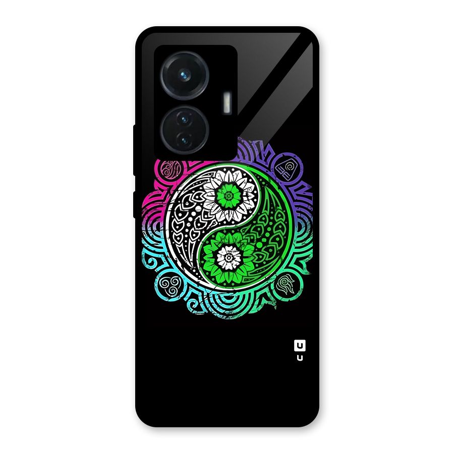 Yin and Yang Colorful Mandala Glass Back Case for iQOO Z6 44W