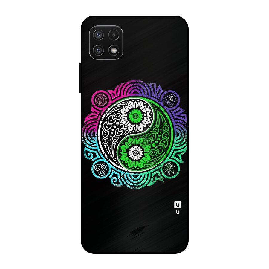 Yin and Yang Colorful Mandala Metal Back Case for Galaxy A22 5G
