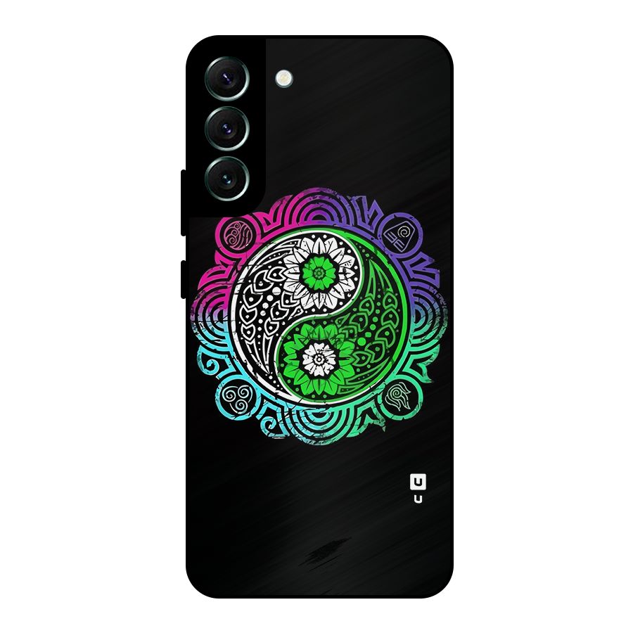 Yin and Yang Colorful Mandala Metal Back Case for Galaxy S22 Plus 5G