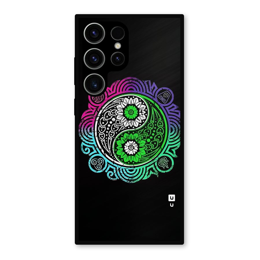 Yin and Yang Colorful Mandala Metal Back Case for Galaxy S23 Ultra
