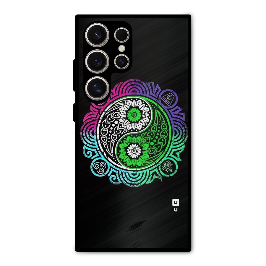 Yin and Yang Colorful Mandala Metal Back Case for Galaxy S24 Ultra