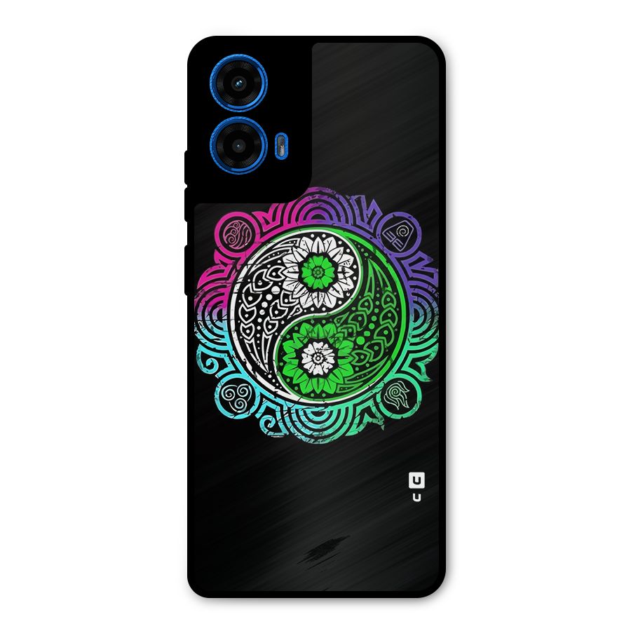 Yin and Yang Colorful Mandala Metal Back Case for Moto G45
