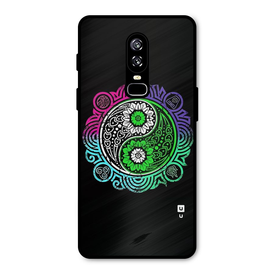 Yin and Yang Colorful Mandala Metal Back Case for OnePlus 6