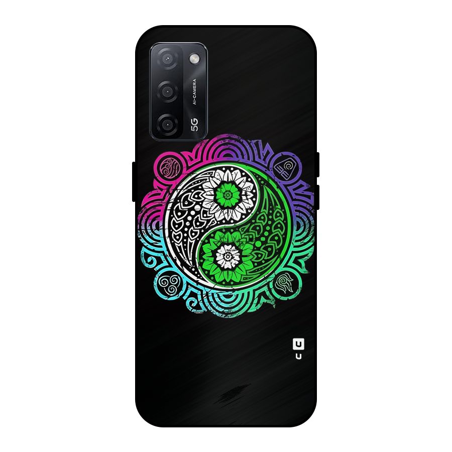 Yin and Yang Colorful Mandala Metal Back Case for Oppo A53s 5G