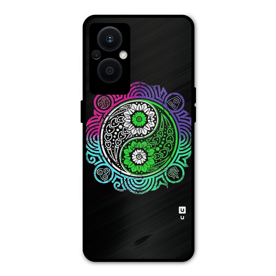 Yin and Yang Colorful Mandala Metal Back Case for Oppo F21 Pro 5G