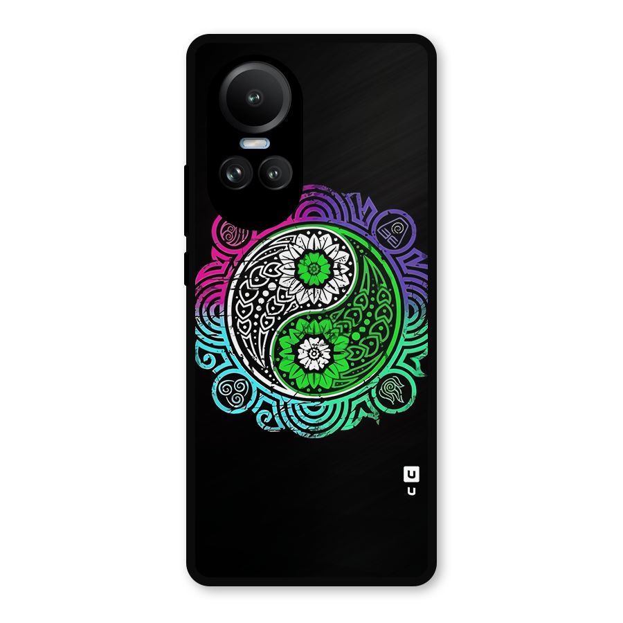 Yin and Yang Colorful Mandala Metal Back Case for Oppo Reno10