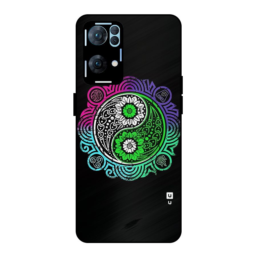 Yin and Yang Colorful Mandala Metal Back Case for Oppo Reno7 Pro 5G