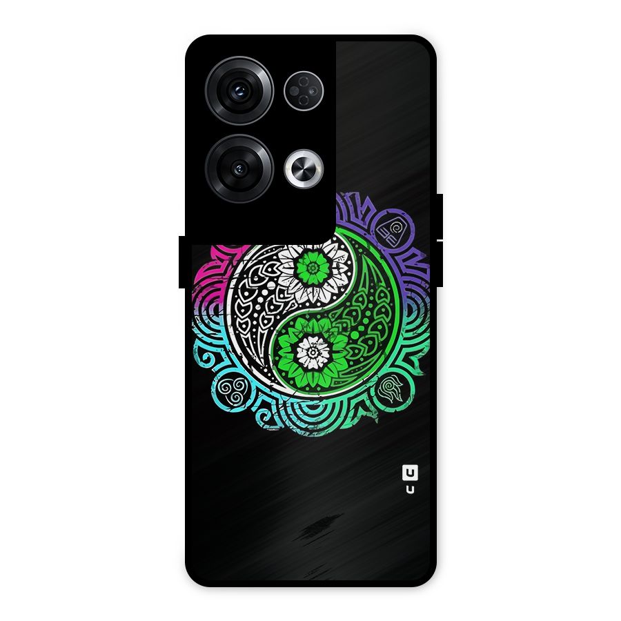 Yin and Yang Colorful Mandala Metal Back Case for Oppo Reno8 Pro 5G