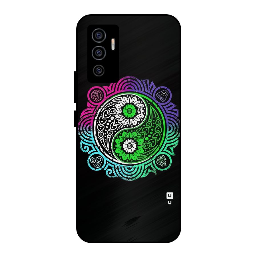 Yin and Yang Colorful Mandala Metal Back Case for Vivo V23e