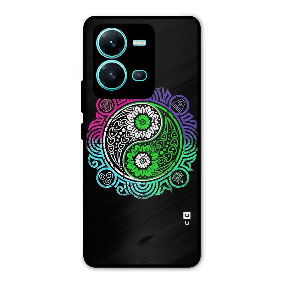 Yin and Yang Colorful Mandala Metal Back Case for Vivo V25