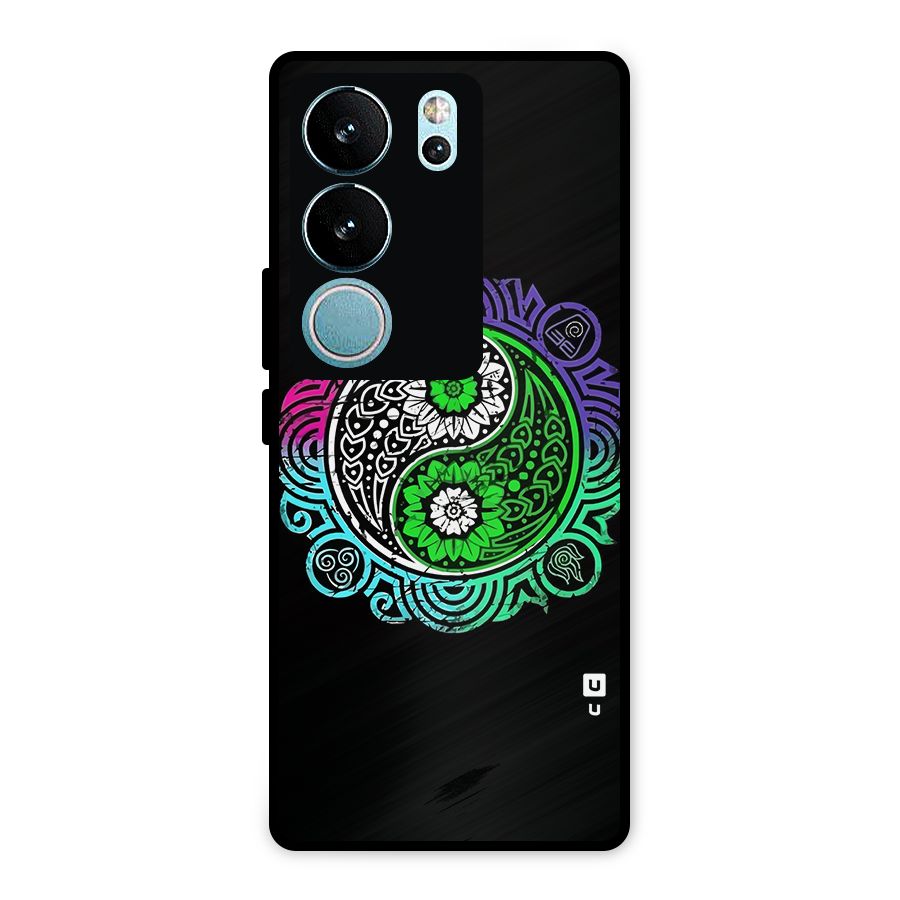 Yin and Yang Colorful Mandala Metal Back Case for Vivo V29 Pro