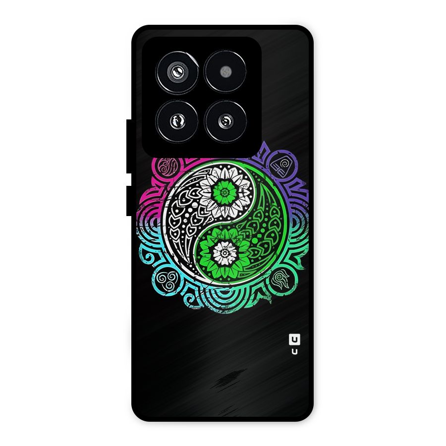 Yin and Yang Colorful Mandala Metal Back Case for Xiaomi 14 Pro