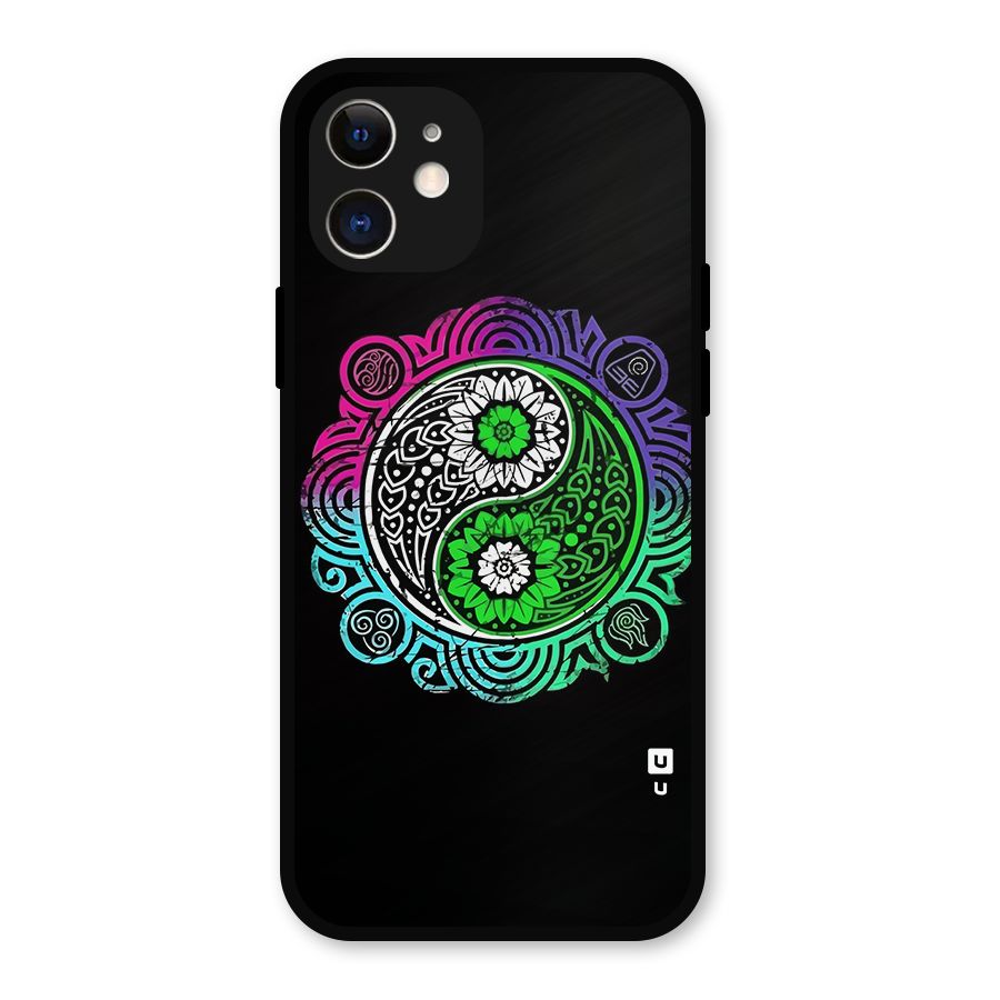 Yin and Yang Colorful Mandala Metal Back Case for iPhone 12