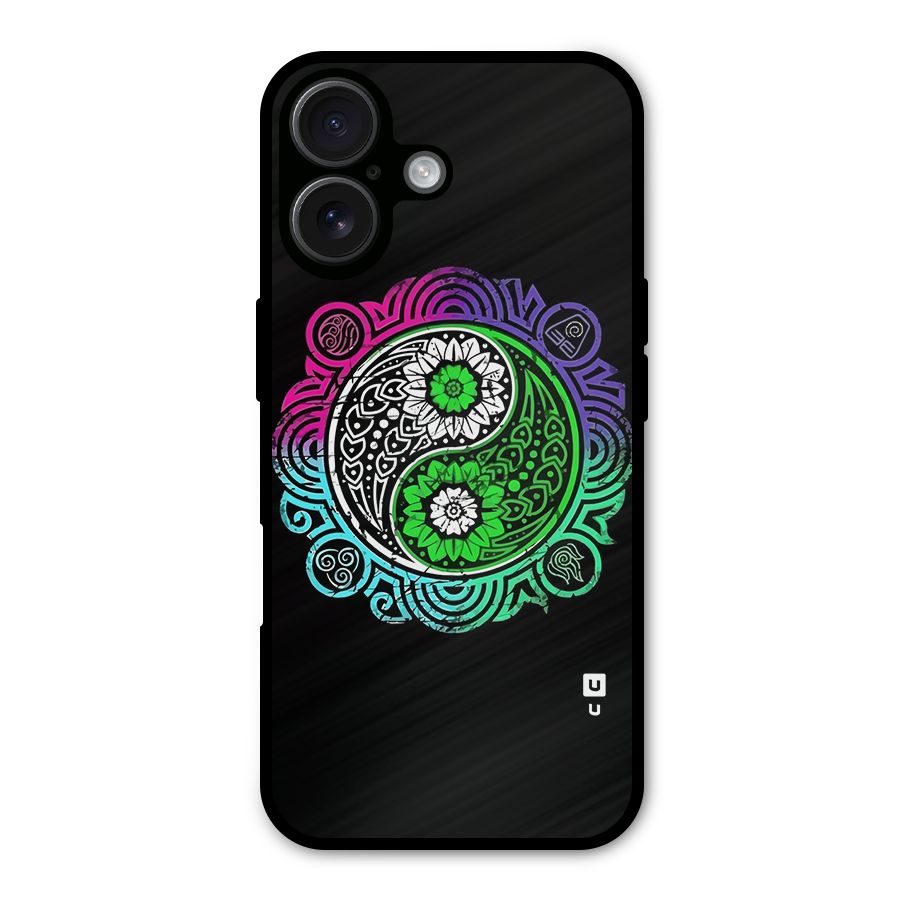 Yin and Yang Colorful Mandala Metal Back Case for iPhone 16