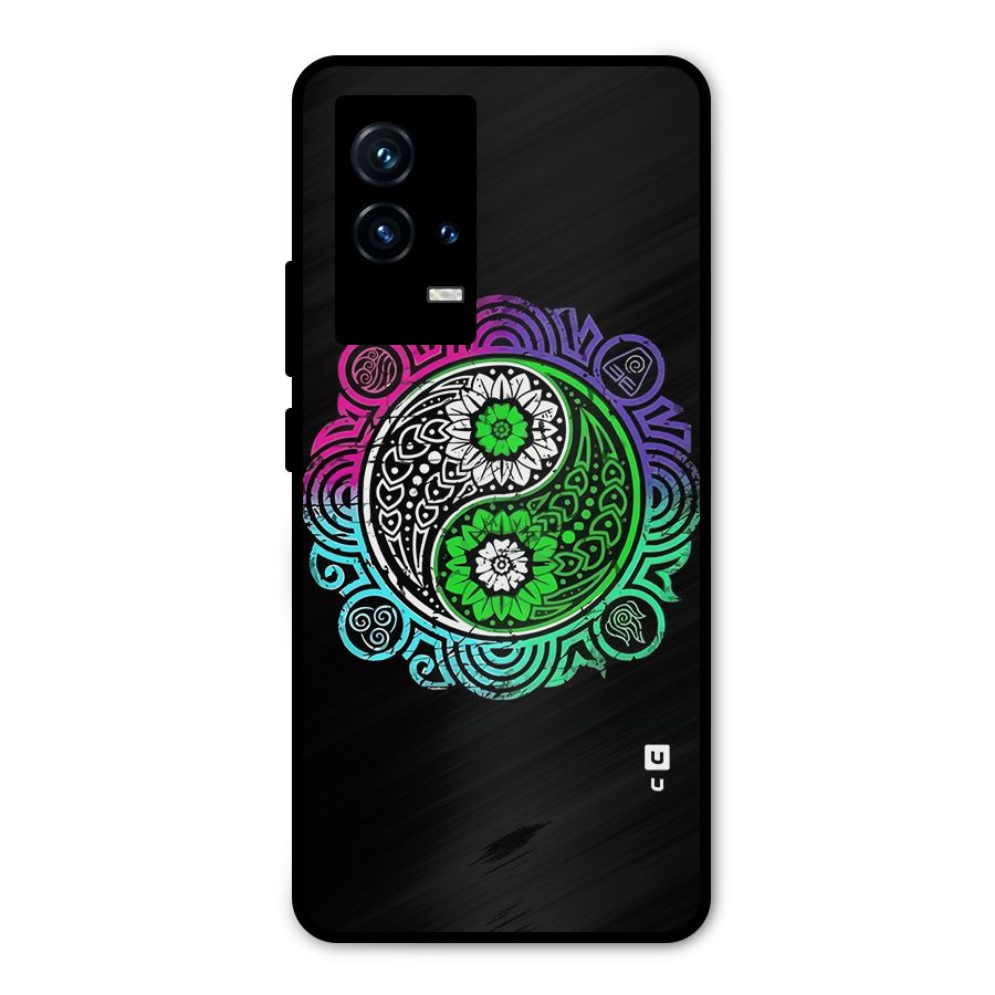 Yin and Yang Colorful Mandala Metal Back Case for iQOO 9 5G