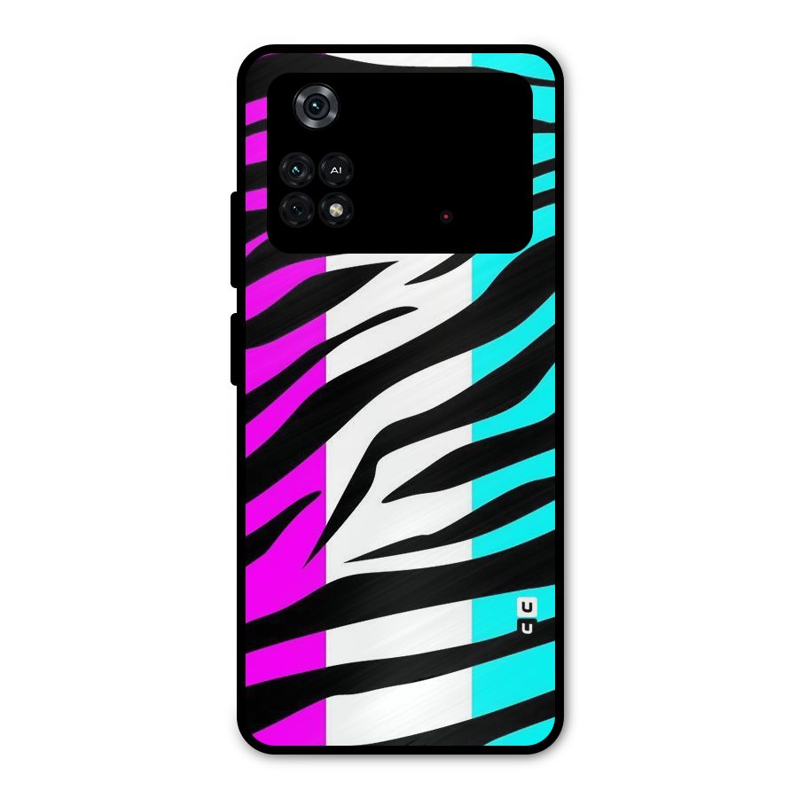 Zebra Texture Metal Back Case for Poco M4 Pro 4G