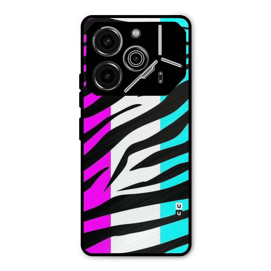 Zebra Texture Metal Back Case for Tecno Pova 6 Pro