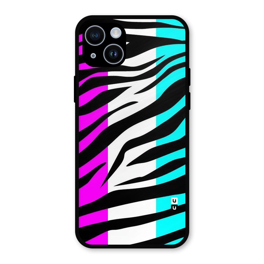 Zebra Texture Metal Back Case for iPhone 14