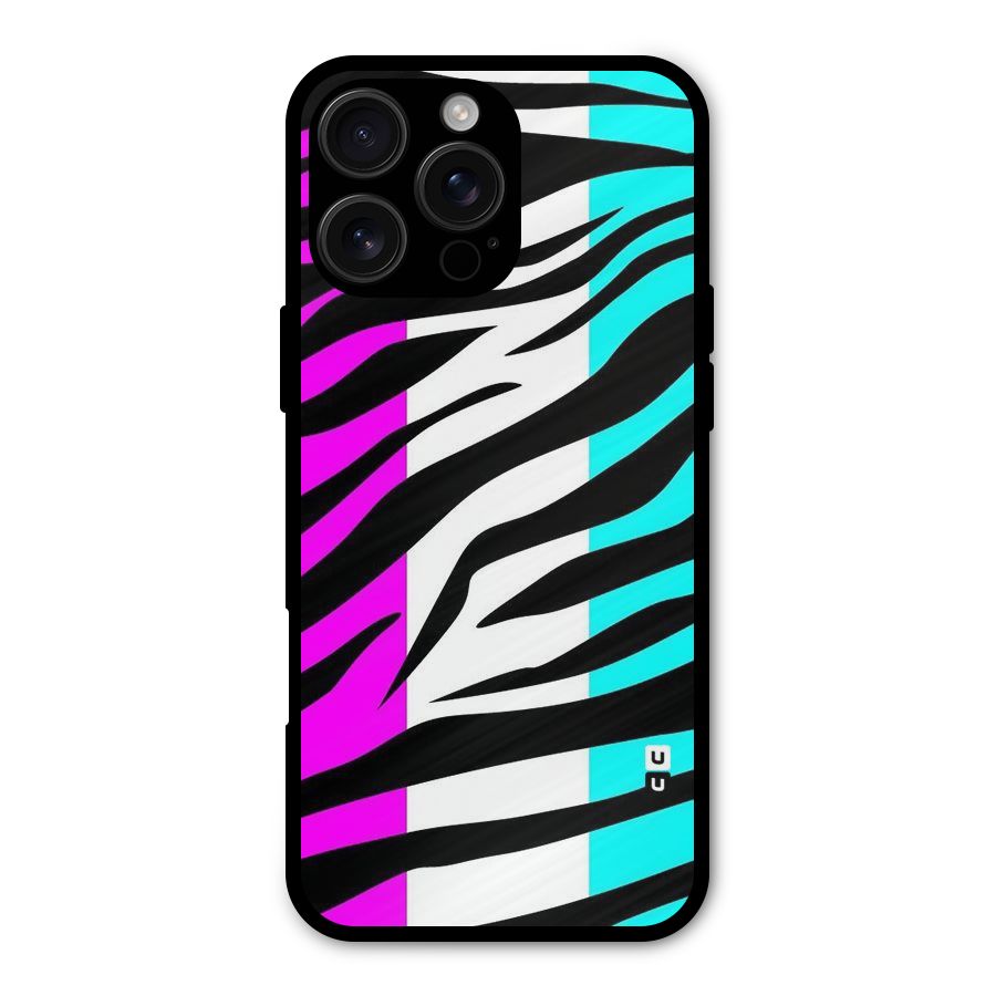 Zebra Texture Metal Back Case for iPhone 16 Pro Max