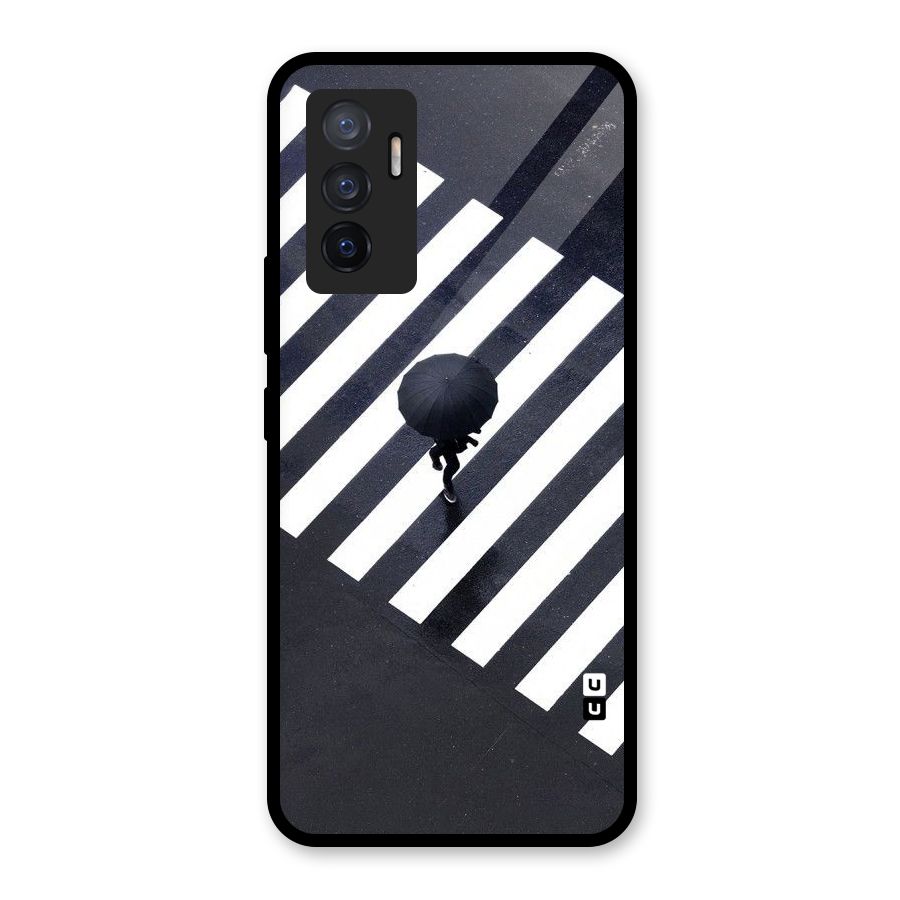 Zebra Walking Glass Back Case for Vivo V23e