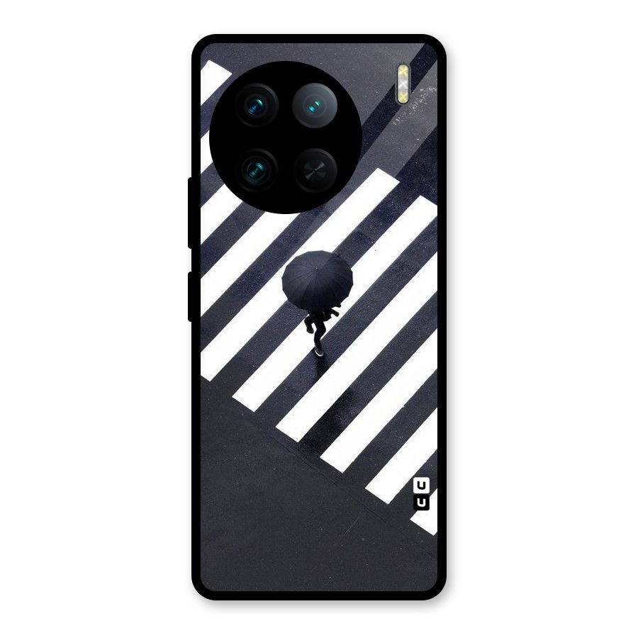 Zebra Walking Glass Back Case for Vivo X90 Pro