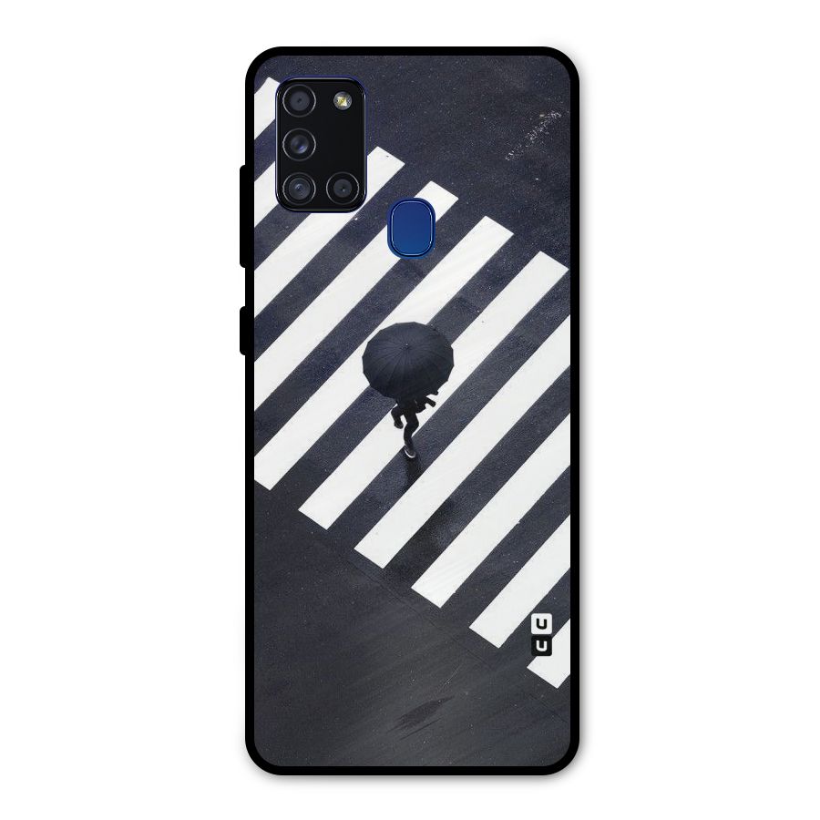 Zebra Walking Metal Back Case for Galaxy A21s