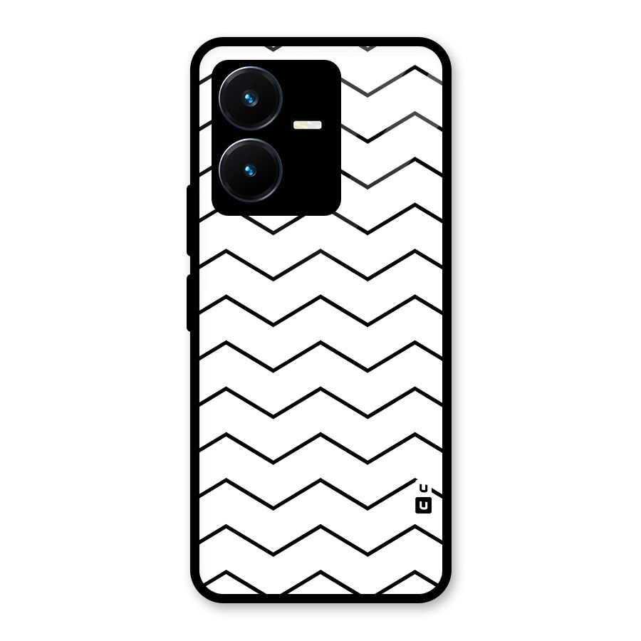 ZigZag Simple Classic Lines Glass Back Case for Vivo Y22s