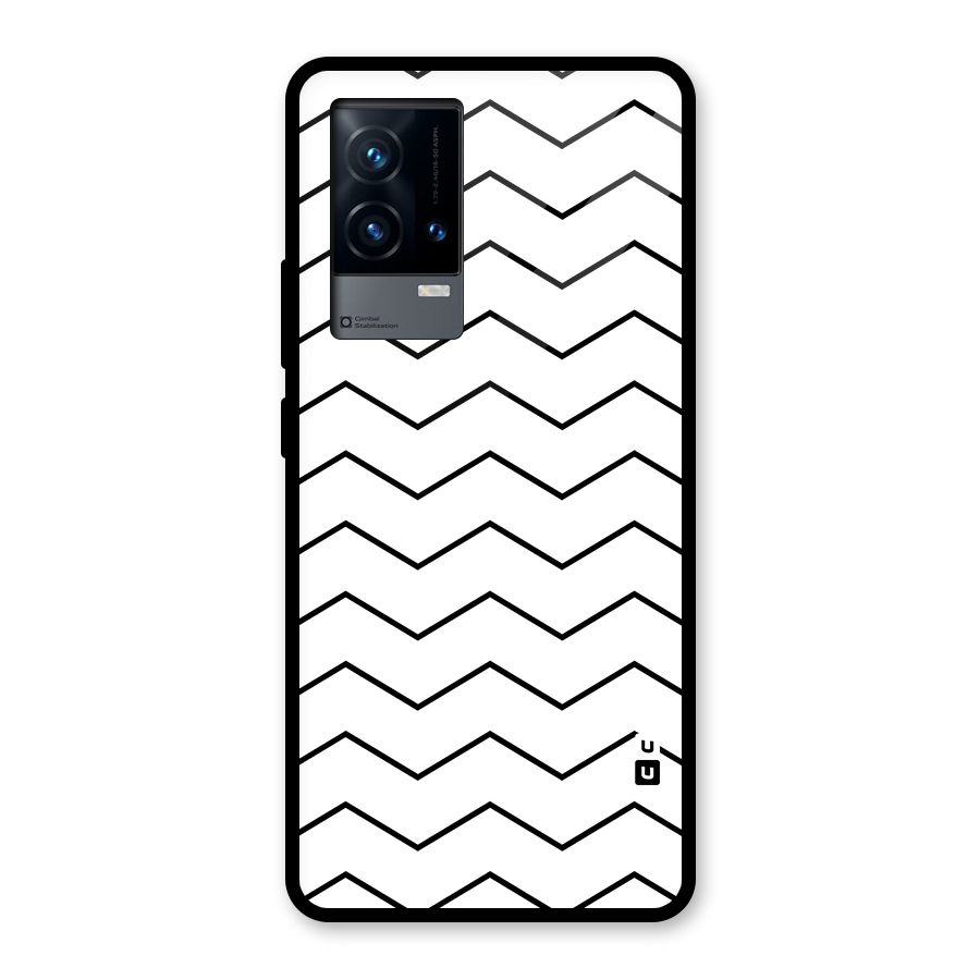 ZigZag Simple Classic Lines Glass Back Case for iQOO 9 5G