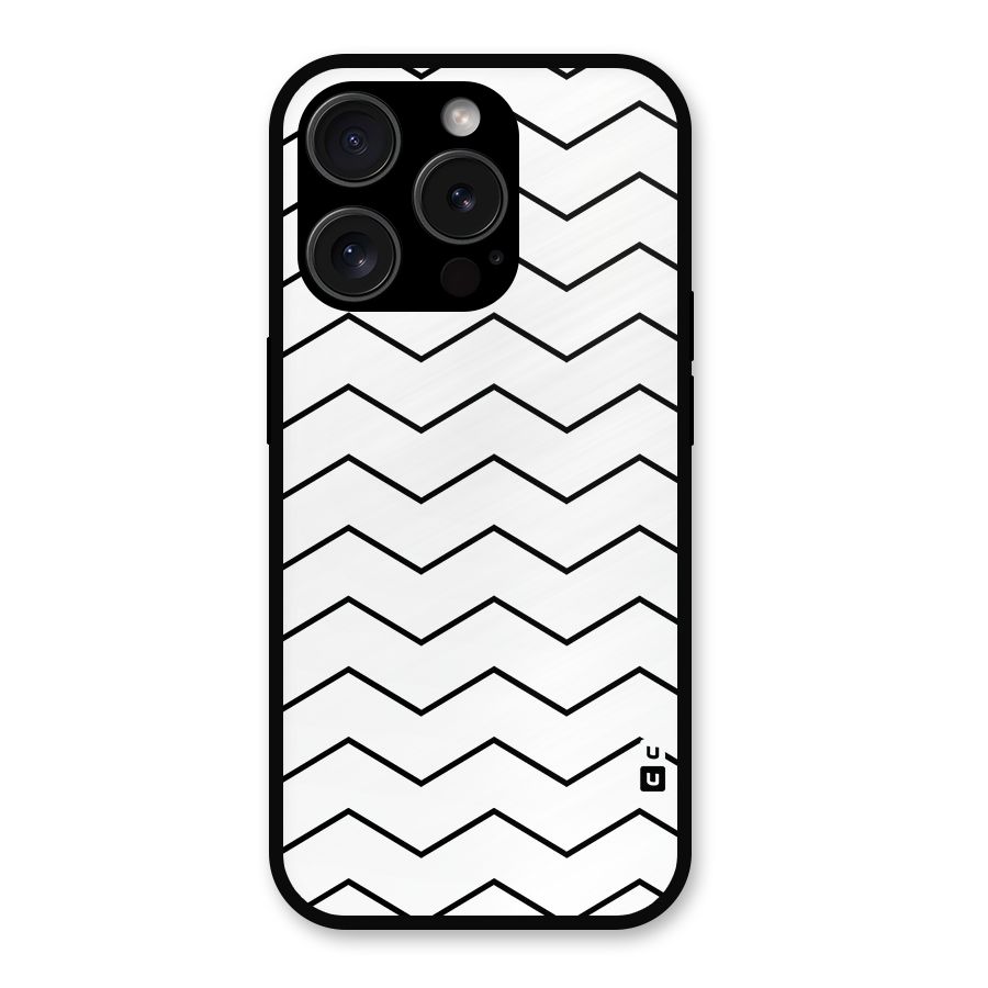ZigZag Simple Classic Lines Metal Back Case for iPhone 15 Pro