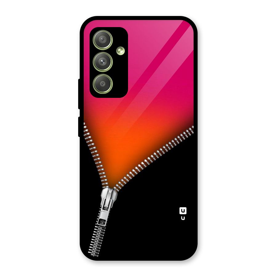 Zipper Print Glass Back Case for Galaxy A54