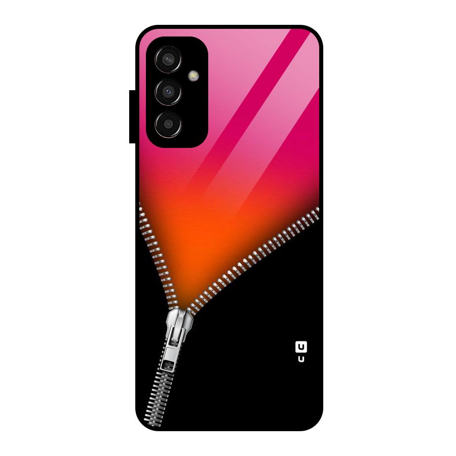 Zipper Print Glass Back Case for Galaxy F13