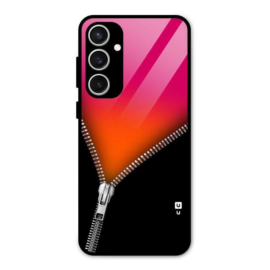 Zipper Print Glass Back Case for Galaxy S23 FE