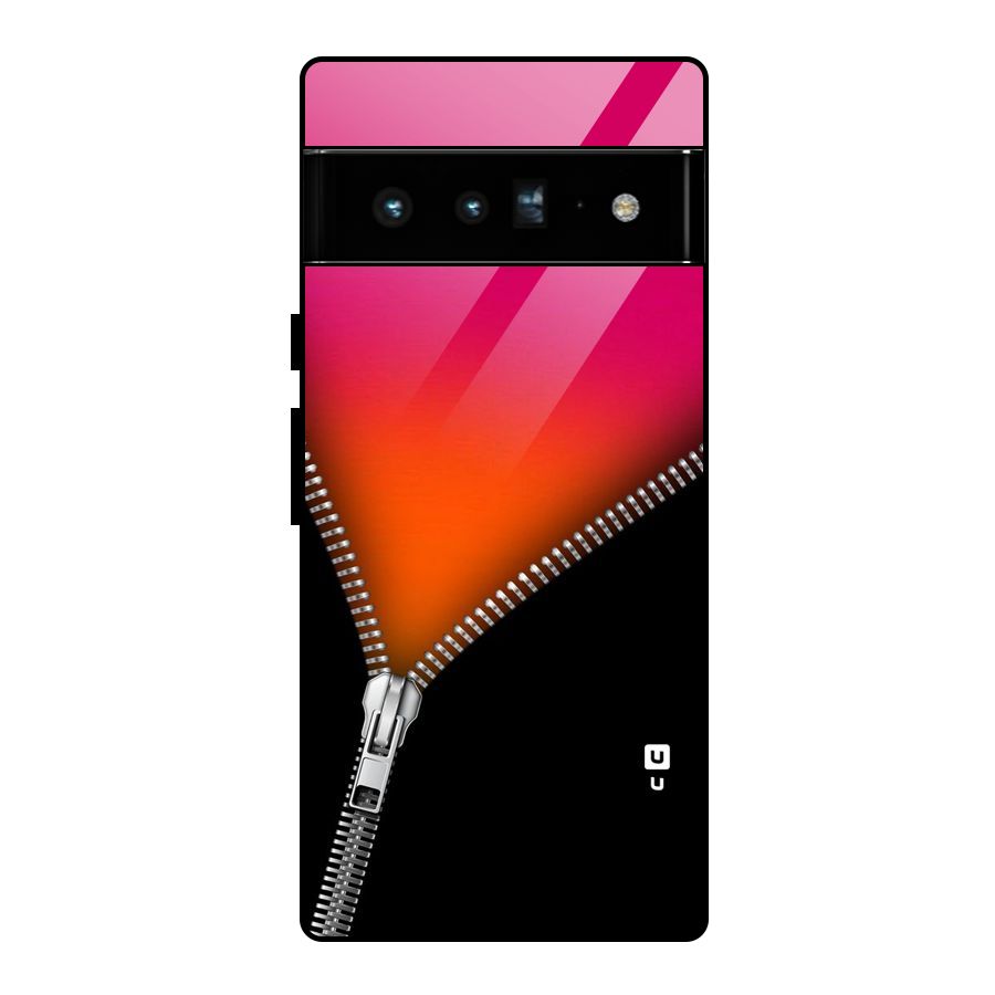 Zipper Print Glass Back Case for Google Pixel 6 Pro