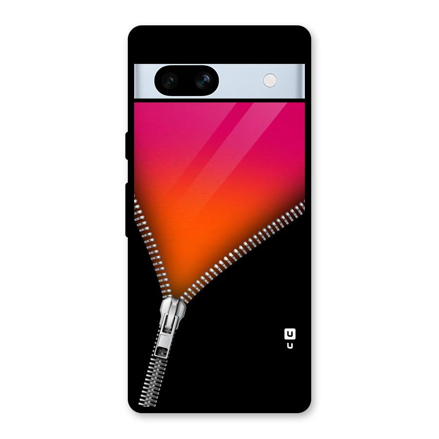 Zipper Print Glass Back Case for Google Pixel 7a