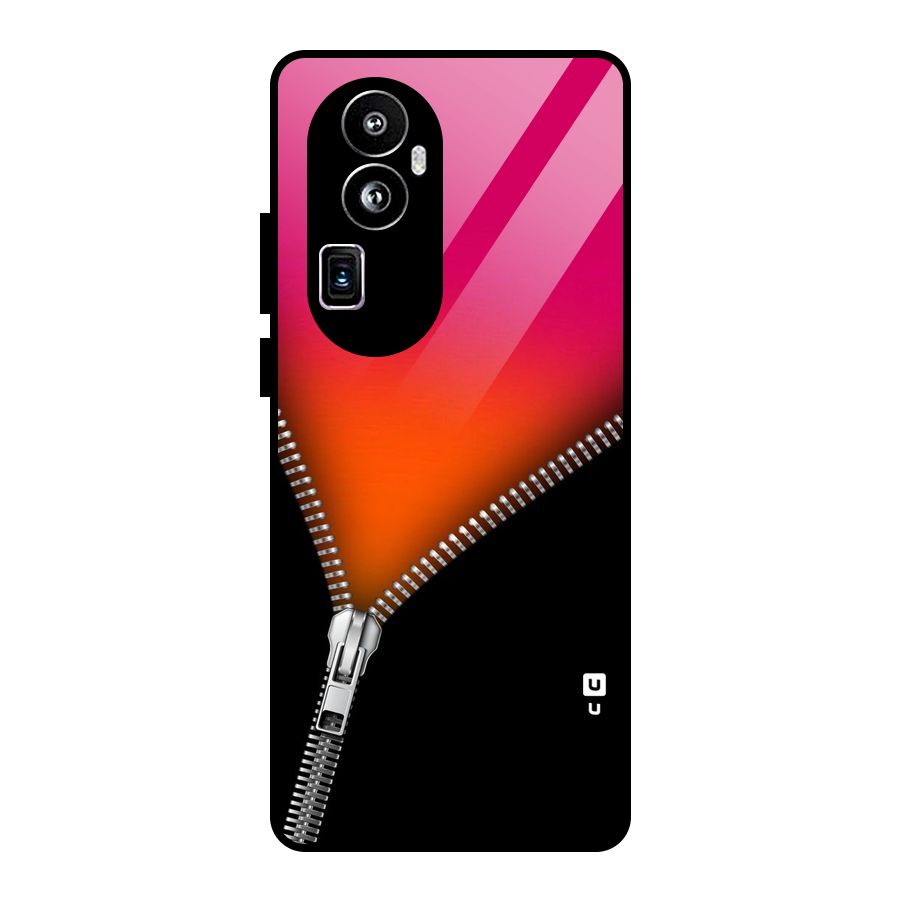 Zipper Print Glass Back Case for Oppo Reno10 Pro Plus