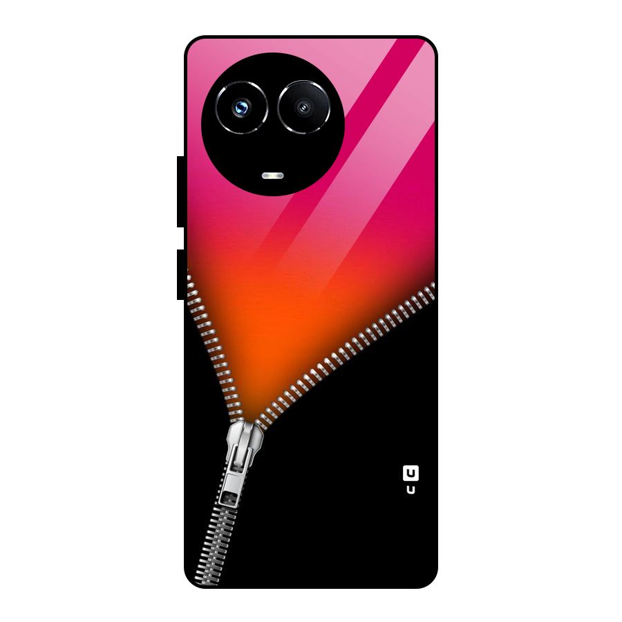 Zipper Print Glass Back Case for Realme 11X