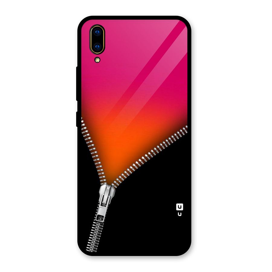 Zipper Print Glass Back Case for Vivo V11 Pro